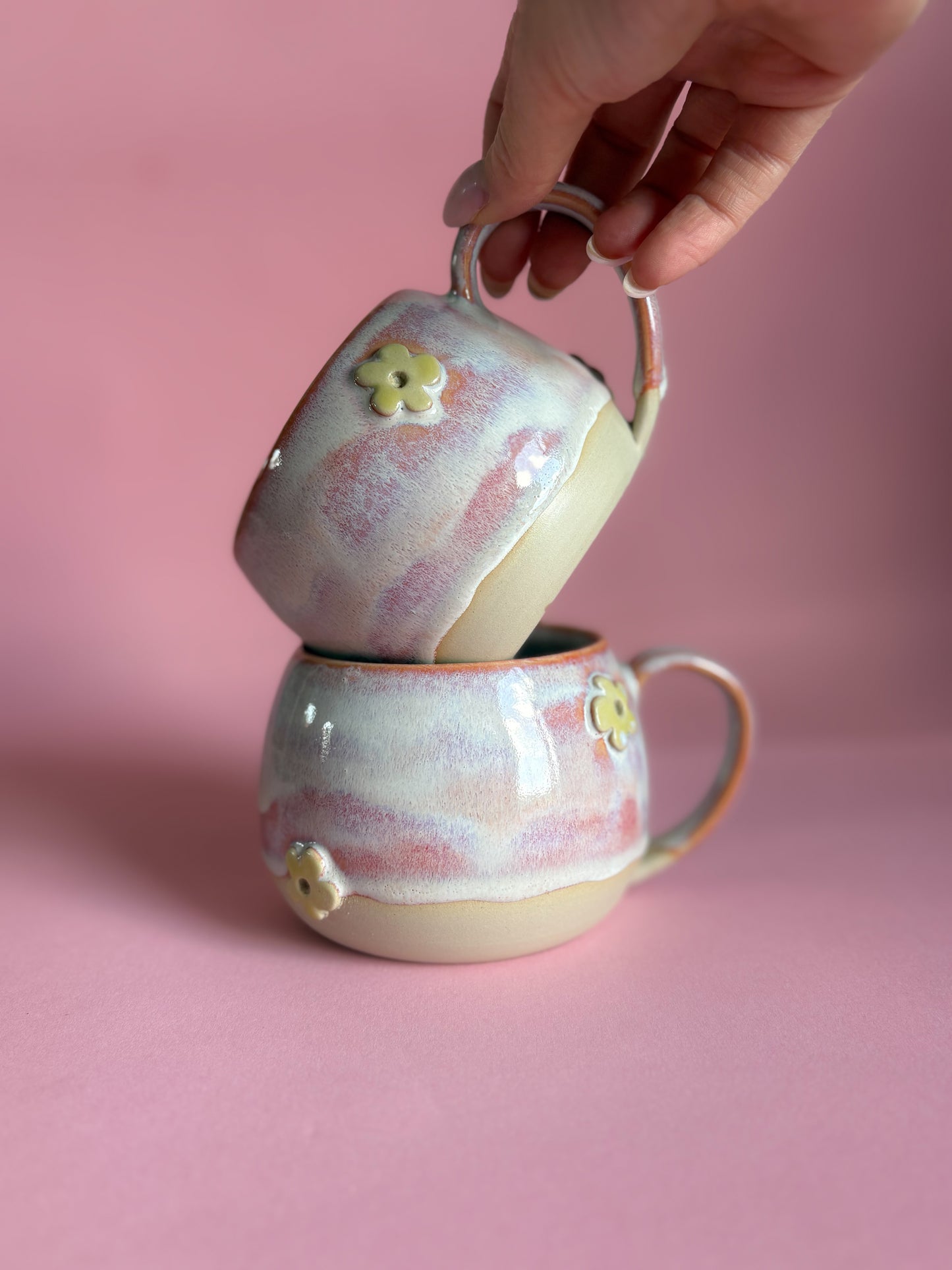 Blümchen Tasse weiß/orange