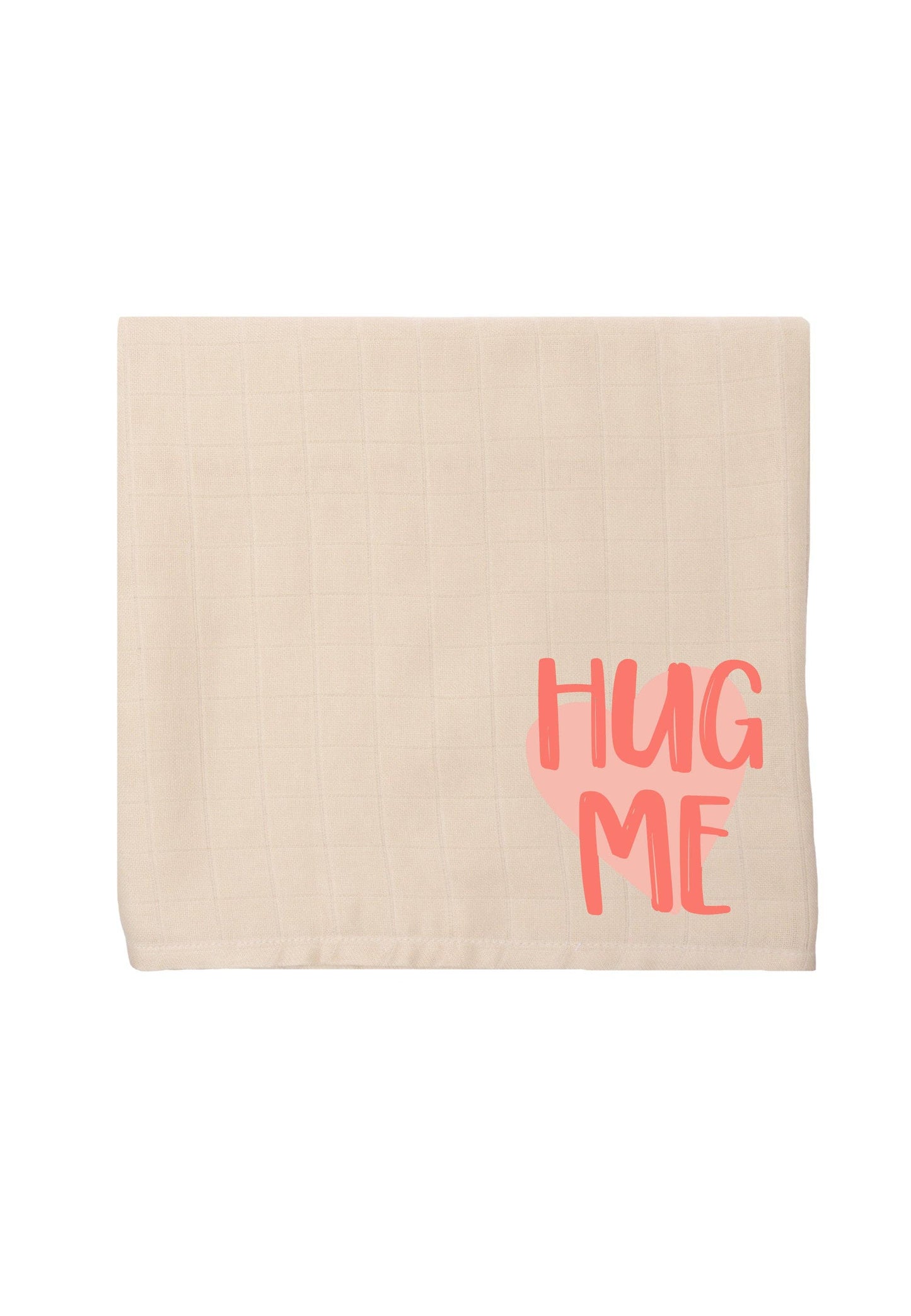 2er-Pack Premium-Musselintücher in Apricot und Beige mit Print "hug me"