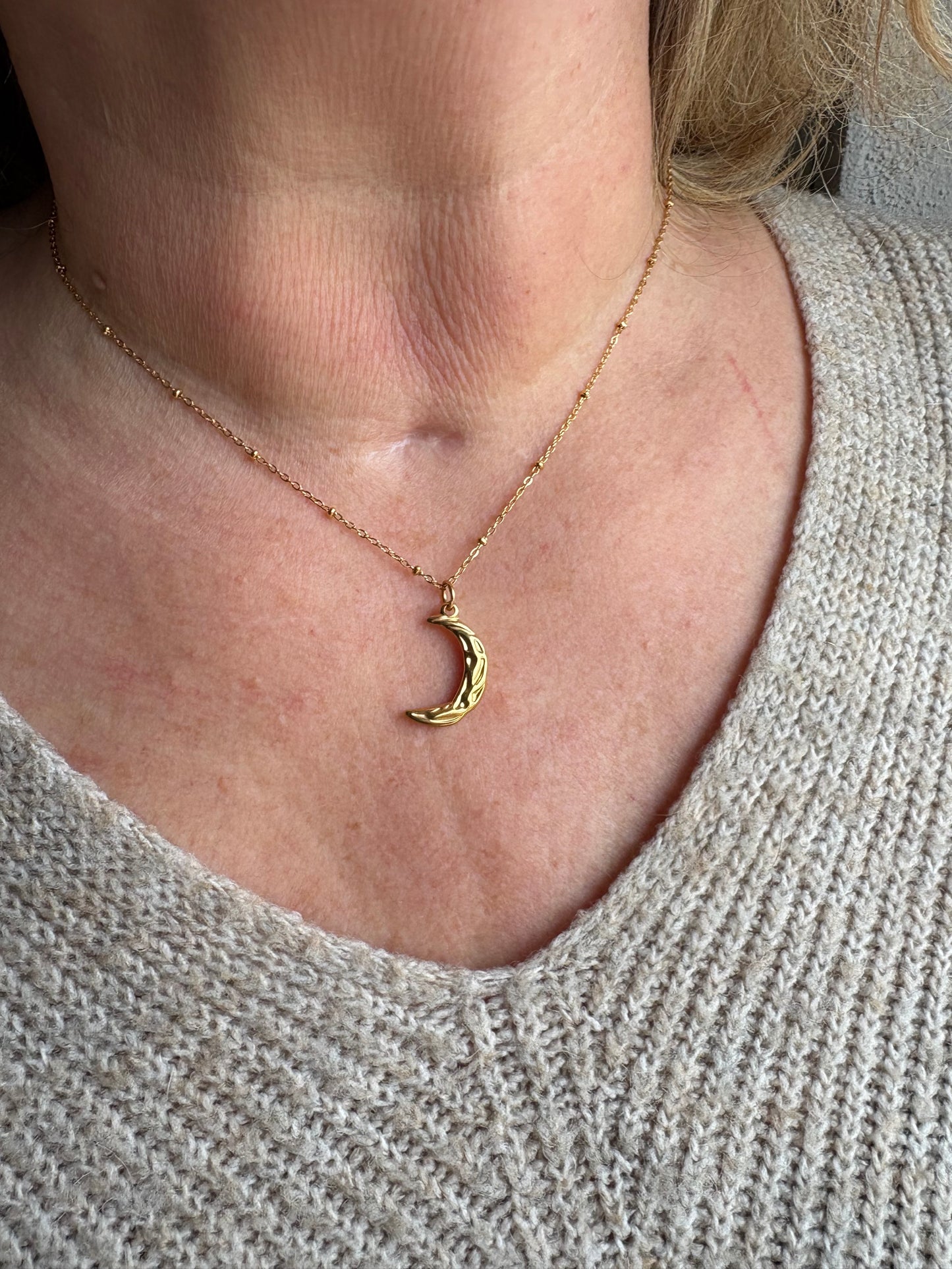 Goldkette Edelstahl Mond