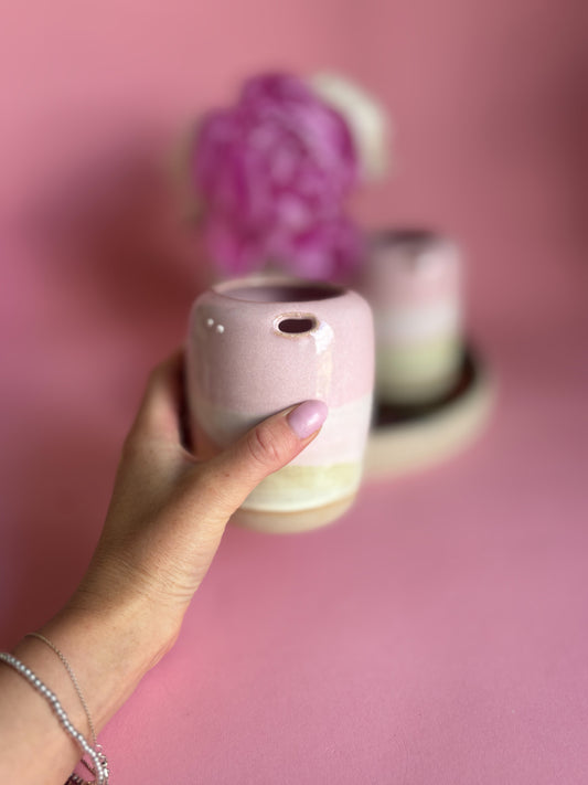 To Go Becher rosa gelb