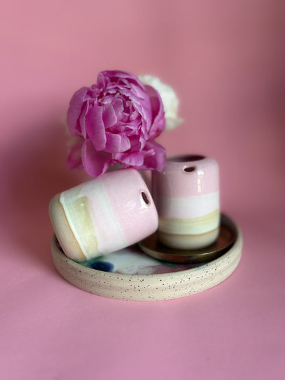 To Go Becher rosa gelb