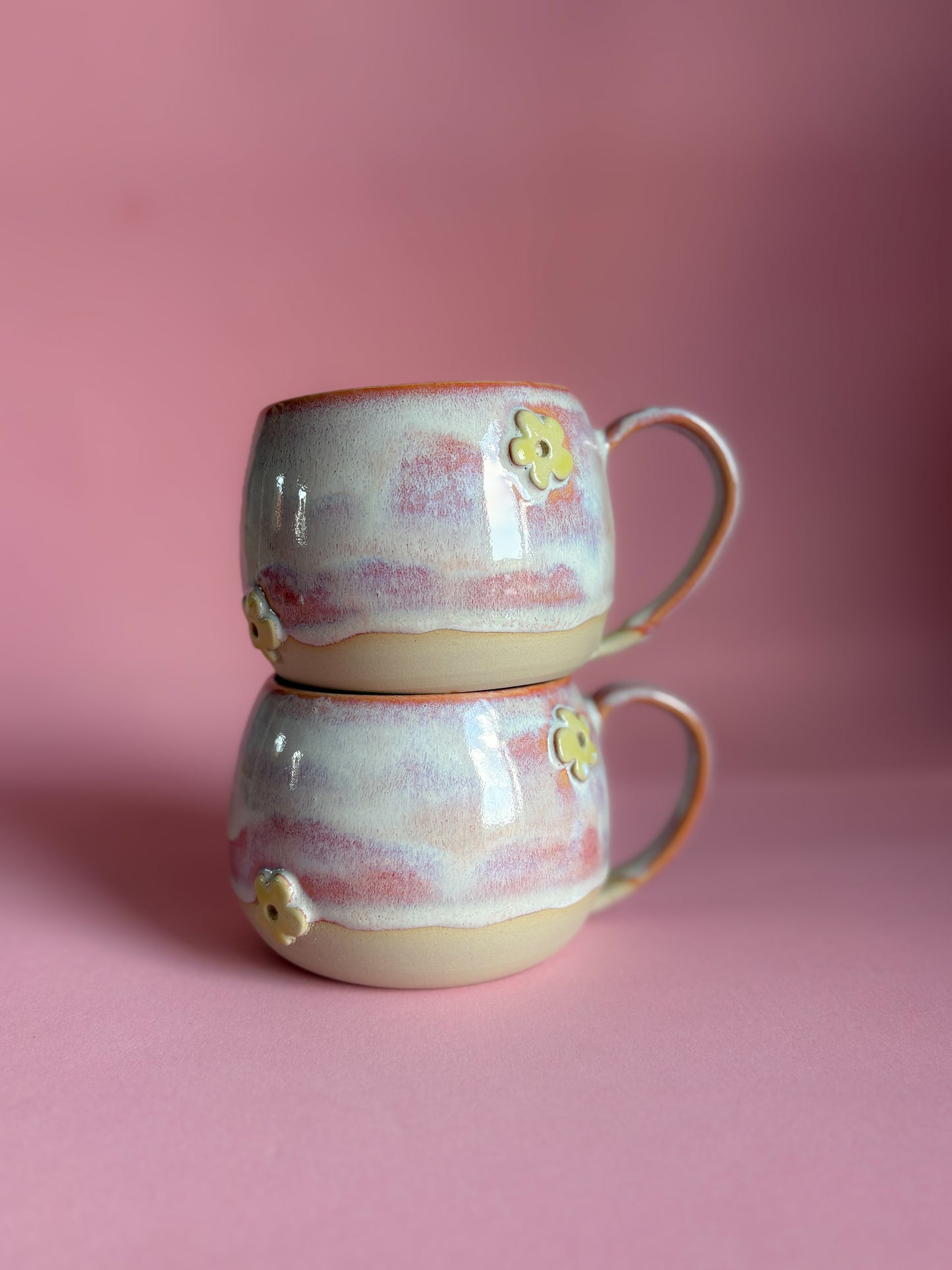 Blümchen Tasse weiß/orange