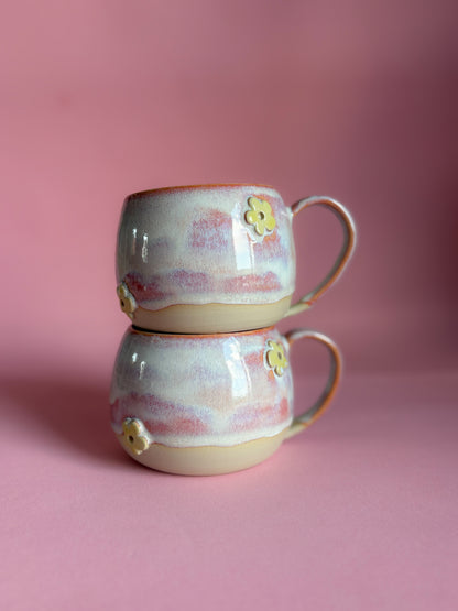 Blümchen Tasse weiß/orange