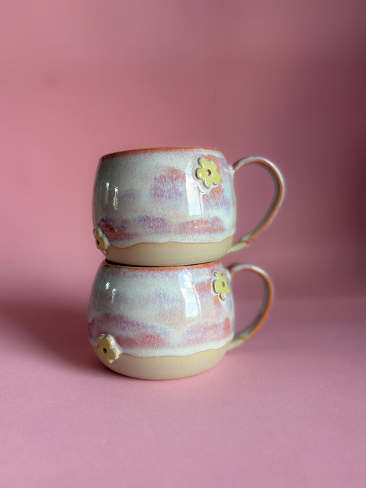 Blümchen Tasse weiß/orange