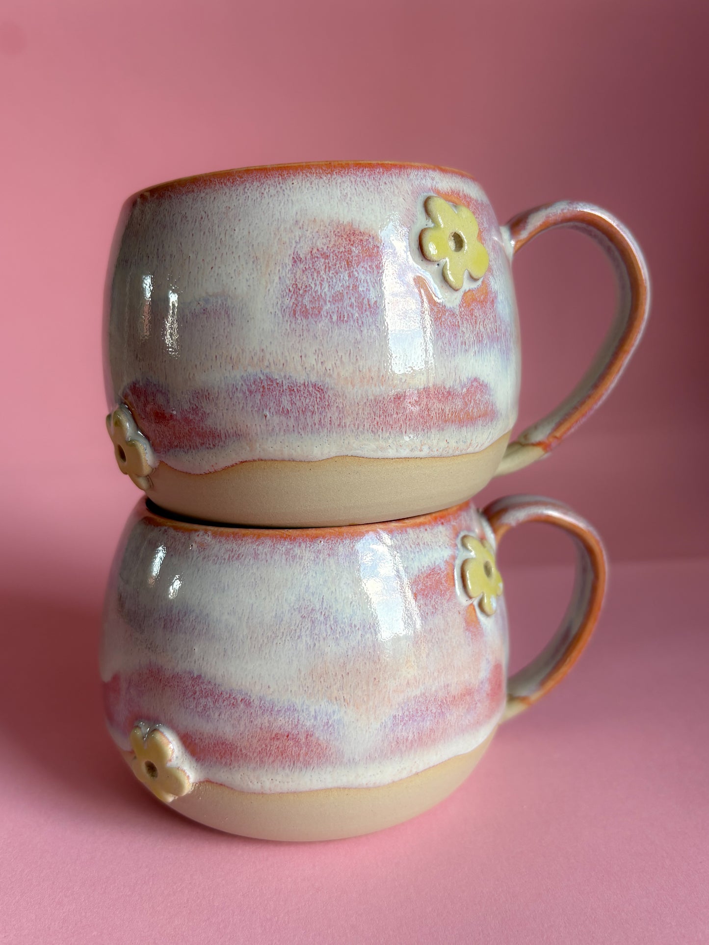 Blümchen Tasse weiß/orange